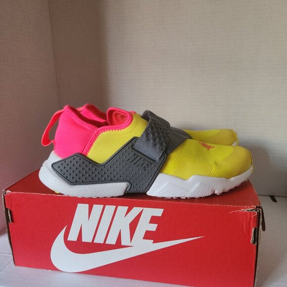 Kids/Women's Nike Huarache Extreme Dynamic Yellow/Hot Pink/Grey Elastic - Picture 3 of 8
